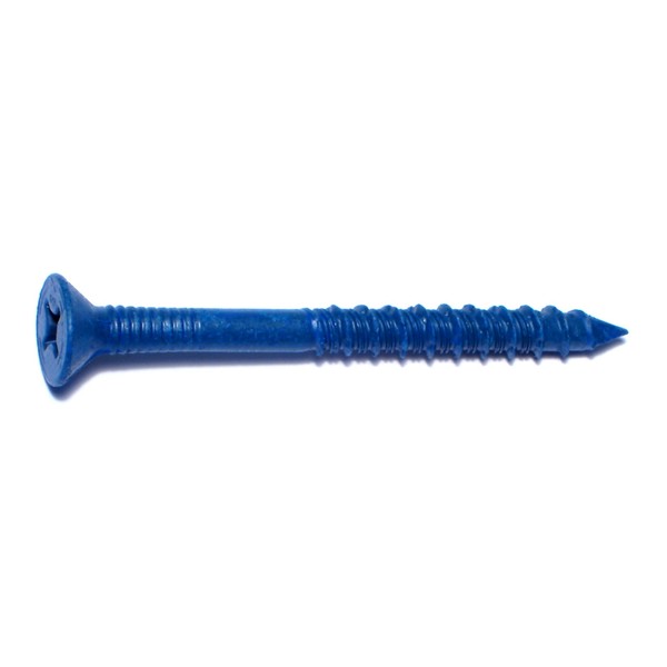 Red Head Tapcon Concrete Screw, 1/4" Dia., Flat, 2 3/4 in L, Steel Blue Ruspert, 100 PK 08134